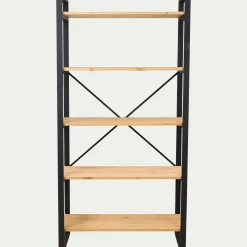 Bibliothèque Et Étagère*alinea Étagère 5 tablettes en métal noir et pin massif - h180cm Bois clair