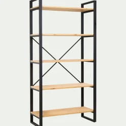 Bibliothèque Et Étagère*alinea Étagère 5 tablettes en métal noir et pin massif - h180cm Bois clair