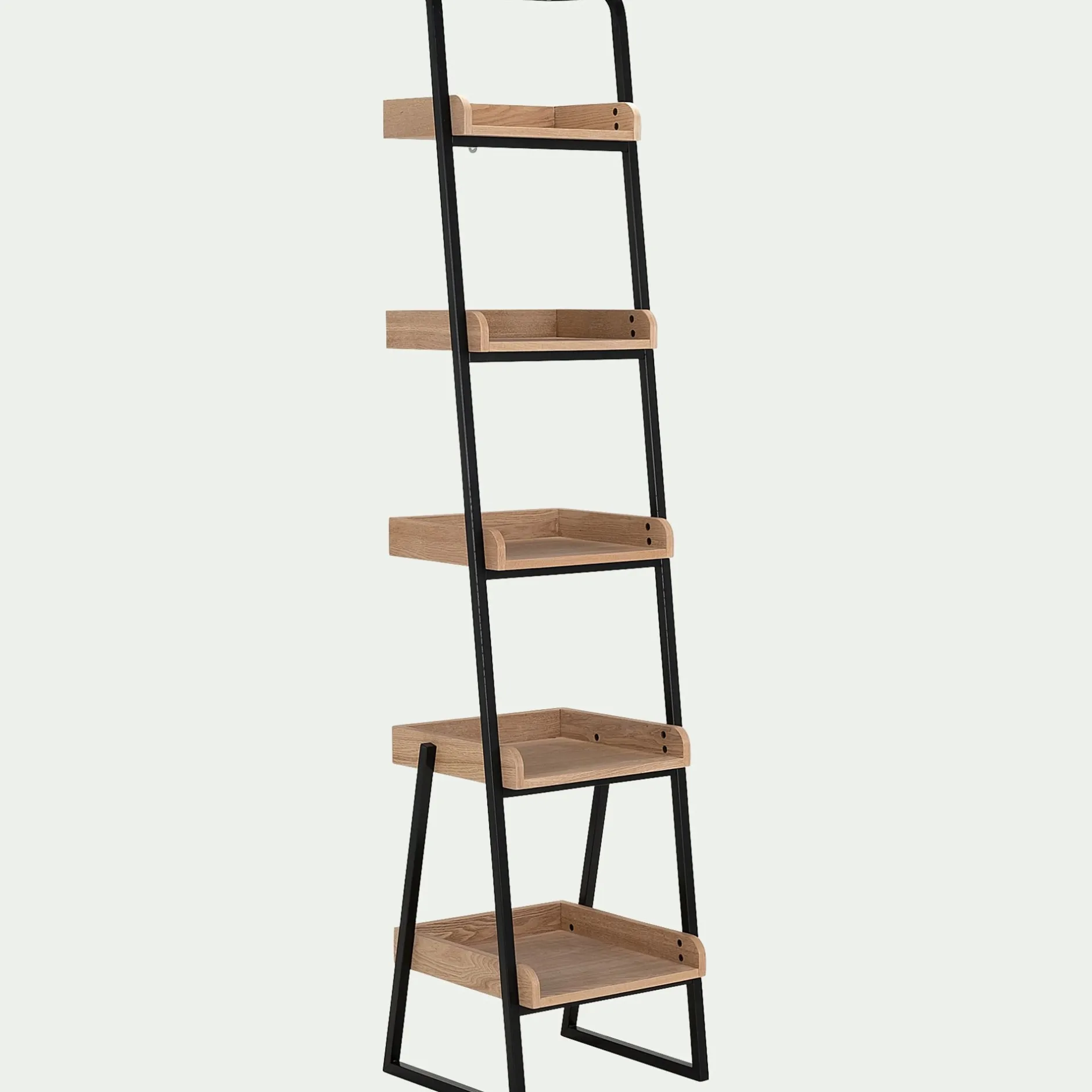 Bibliothèque Et Étagère*alinea Étagère 5 tablettes plaquée frêne et métal noir L40cm - Bois clair