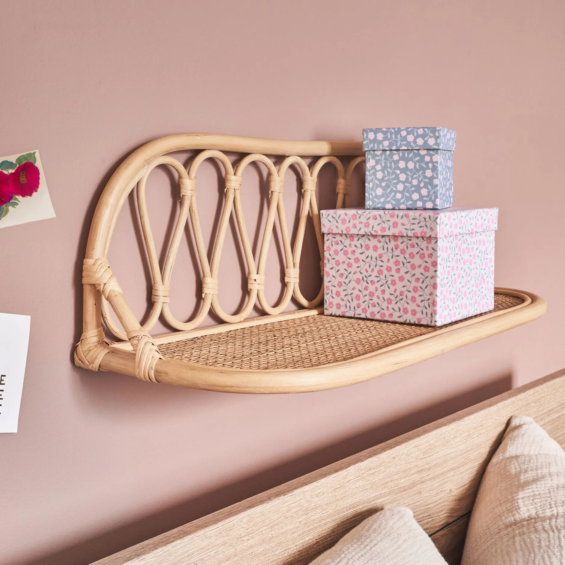 Matelas Enfant|Déco Murale*alinea Étagère murale décorative en rotin - L61xH21cm Naturel