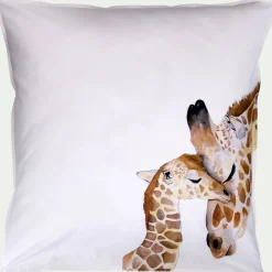 Bureau Enfant|Linge De Lit Enfant*alinea Taie d'oreiller enfant imprimé girafe en coton 63x63cm - marron