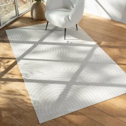 Tapis Exterieur|Tapis D'Extérieur*alinea Tapis à motifs circulaires 120x170cm - écru Blanc