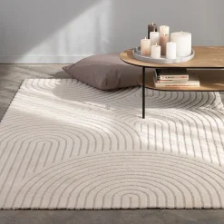 Tapis De Salon*alinea Tapis à motifs circulaires 160x230cm - écru Blanc