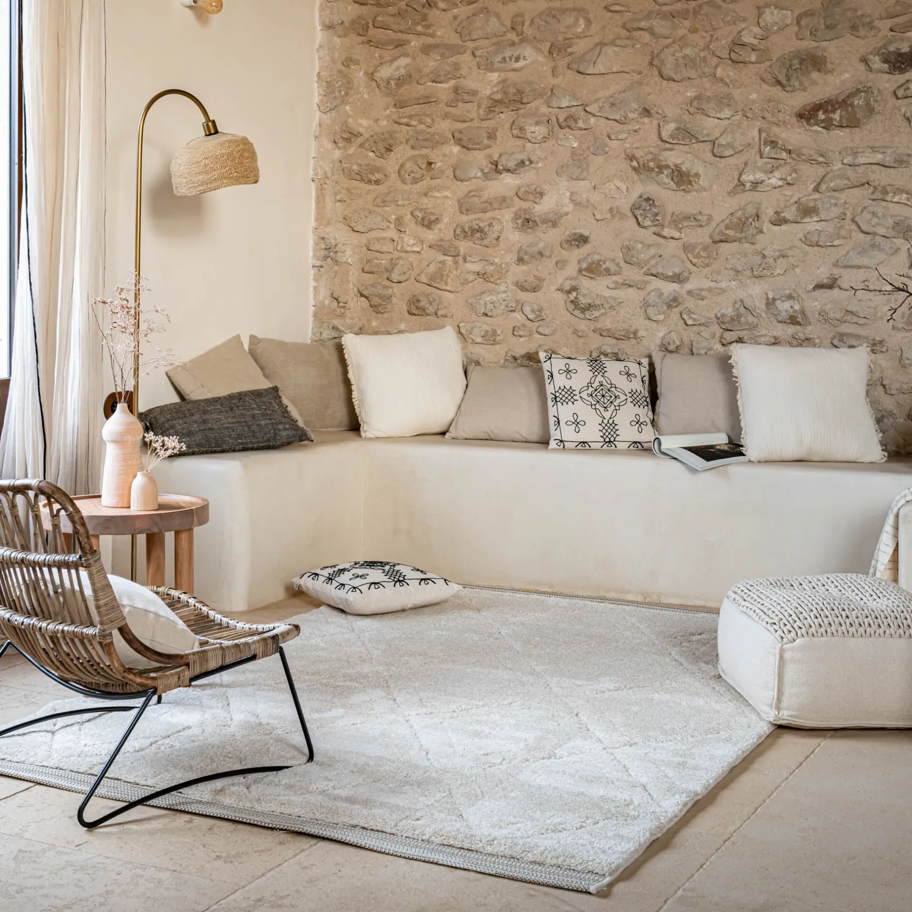 Tapis De Salon|Tapis Berbère*alinea Tapis à poils longs style berbère 160x230cm - Blanc