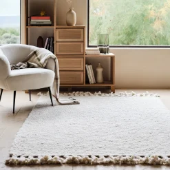 Tapis En Laine|Tapis Uni*alinea Tapis à pompons en laine 120x170cm - Beige