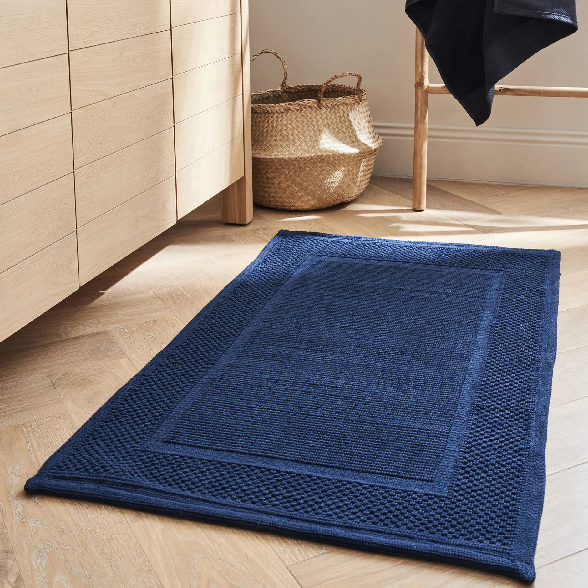 Tapis De Bain*alinea Tapis de bain jacquard en coton 60x100cm - encre Bleu