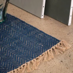 Tapis En Laine|Tapis En Jute*alinea Tapis de couloir et laine et jute - figuerolles 60x200cm Bleu