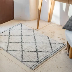 Tapis De Couloir|Descente De Lit*alinea Tapis en coton inspiration berbère en coton - écru et noir 70x110cm Blanc