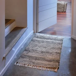 Tapis De Couloir|Tapis De Cuisine*alinea Tapis en coton recyclé et jute - 110x60cm Noir