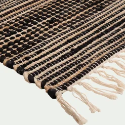 Tapis De Couloir|Tapis De Cuisine*alinea Tapis en coton recyclé et jute - 110x60cm Noir