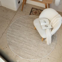 Tapis En Jute|Tapis De Salon*alinea Tapis en coton recyclé et jute - naturel et D160cm Blanc