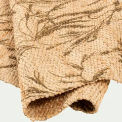 Tapis En Jute|Tapis De Salon*alinea Tapis en jute à motif végétal finition franges 120x170cm - Naturel