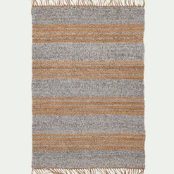 Tapis En Jute|Tapis De Salon*alinea Tapis en jute rayé finition franges 160x230cm - Gris