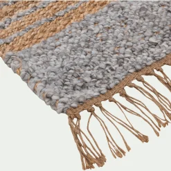 Tapis En Jute|Tapis De Salon*alinea Tapis en jute rayé finition franges 160x230cm - Gris