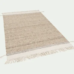 Tapis En Laine|Tapis De Salon*alinea Tapis en laine à motifs finition frange 160230cm - Beige