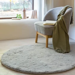 Descente De Lit|Tapis Uni*alinea Tapis imitation fourrure - D120cm Gris