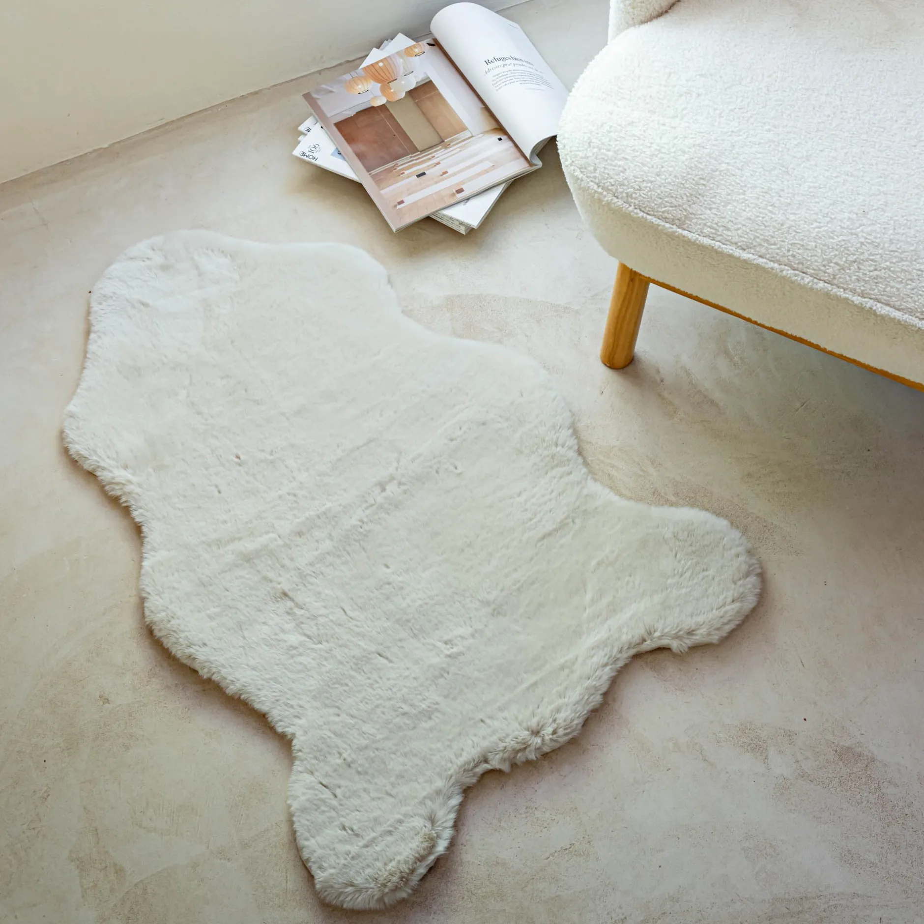 Matelas Enfant|Tapis Uni*alinea Tapis imitation fourrure - 60x90cm Beige