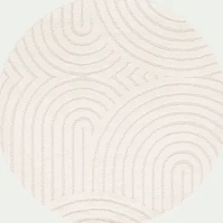 Descente De Lit*alinea Tapis rond à motifs circulaires D120cm - blanc écru Beige