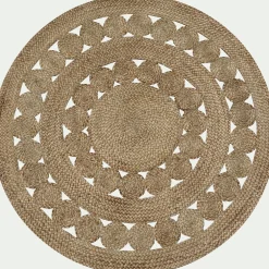 Tapis De Salon|Tapis Rond*alinea Tapis rond ajouré en jute - D120cm Naturel