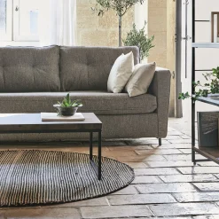 Tapis En Jute|Tapis De Salon*alinea Tapis rond en coton recyclé et jute - D160cm Noir