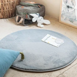 Descente De Lit|Tapis Uni*alinea Tapis rond imitation fourrure - restanque D70cm Gris