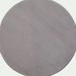 Descente De Lit|Tapis Uni*alinea Tapis rond imitation fourrure - restanque D70cm Gris
