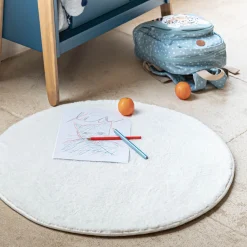 Descente De Lit|Tapis Uni*alinea Tapis rond imitation fourrure - ventoux D70cm Blanc