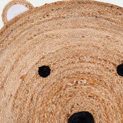 Matelas Enfant|Tapis Chambre Enfant*alinea Tapis rond motif tête d'ours en jute d100cm - Naturel