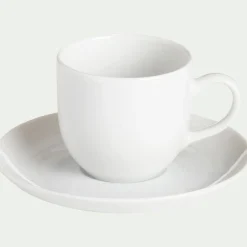 Vaisselle Petit Déjeuner|Tasse Et Mug*alinea Tasse avec sous-tasse en porcelaine qualité hôtelière 12cl Blanc