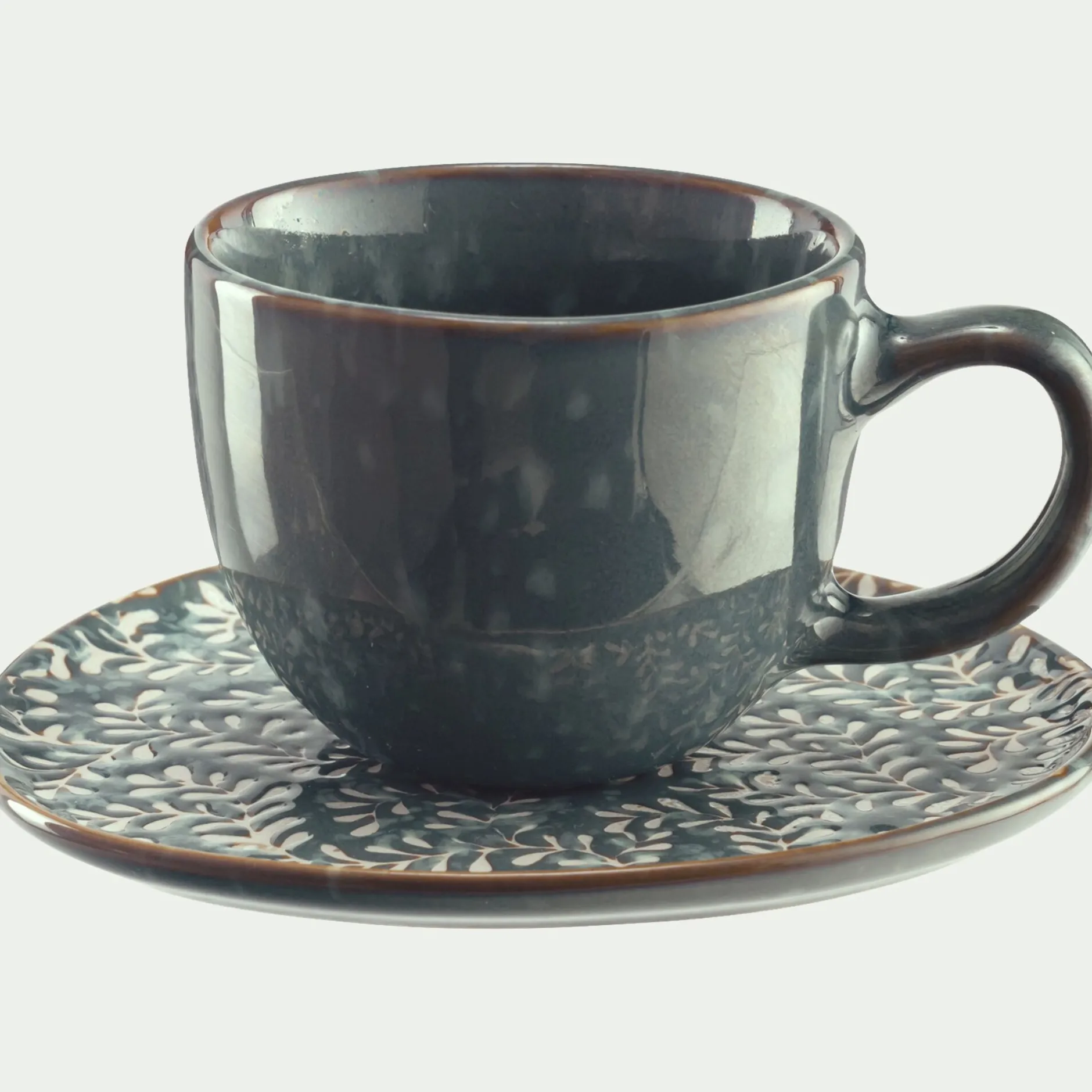 Vaisselle Petit Déjeuner|Tasse Et Mug*alinea Tasse 9cl et sous-tasse en grès - autan Bleu