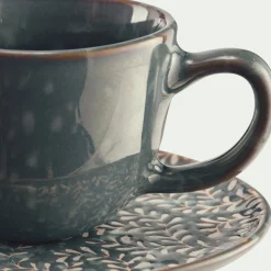 Vaisselle Petit Déjeuner|Tasse Et Mug*alinea Tasse 9cl et sous-tasse en grès - autan Bleu