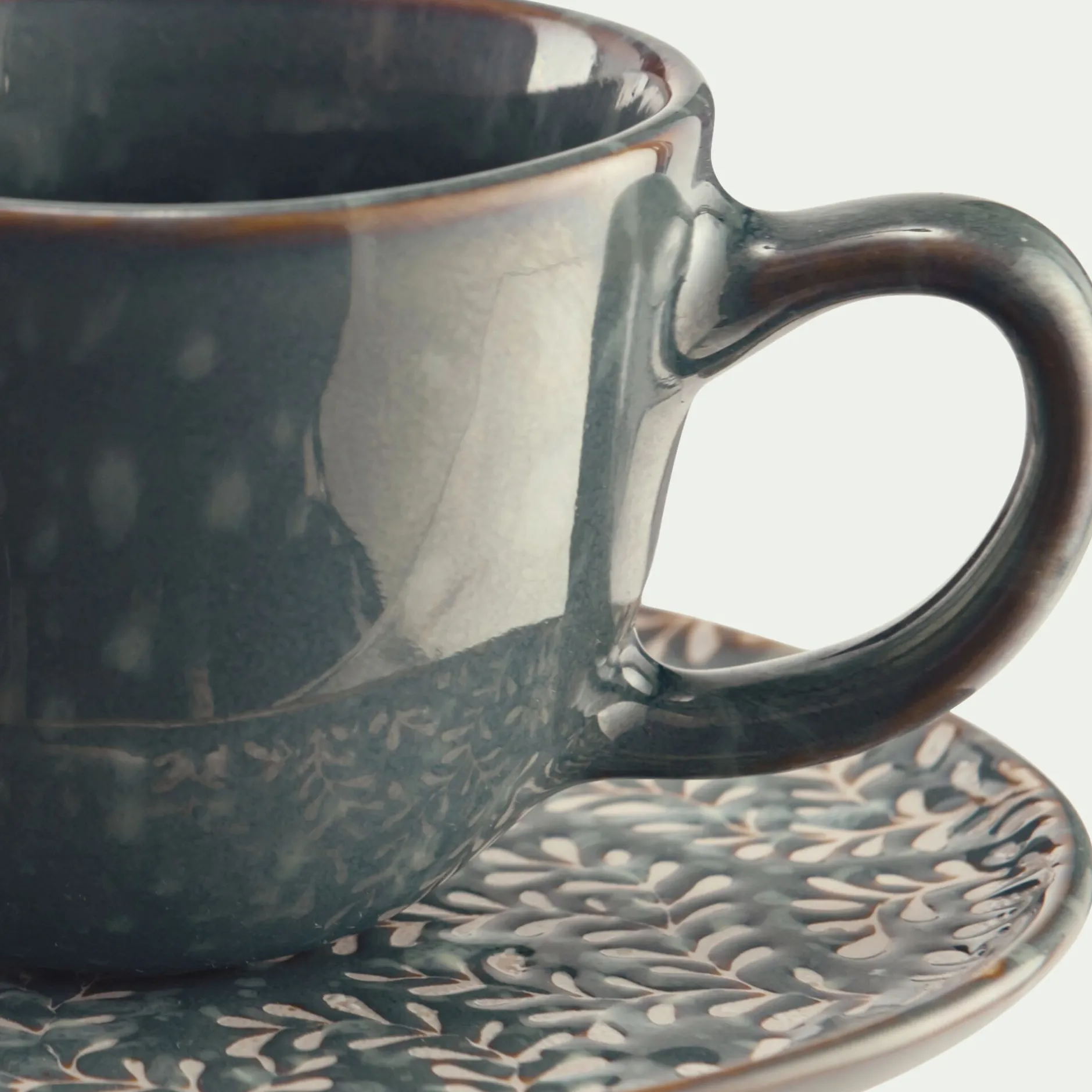 Vaisselle Petit Déjeuner|Tasse Et Mug*alinea Tasse 9cl et sous-tasse en grès - autan Bleu