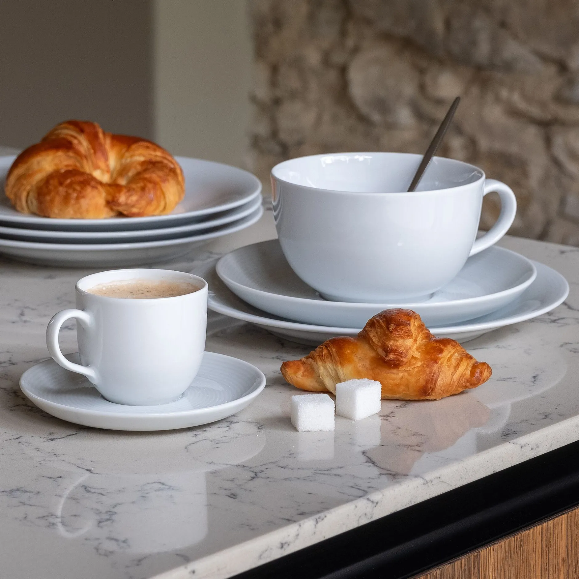 Vaisselle Petit Déjeuner|Tasse Et Mug*alinea Tasse et soucoupe en porcelaine - 45cl Blanc