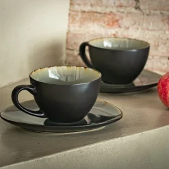 Vaisselle Petit Déjeuner|Tasse Et Mug*alinea Tasse et sous-tasse en grès réactif D10xH5cm - Gris