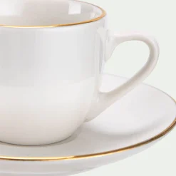 Vaisselle Petit Déjeuner|Tasse Et Mug*alinea Tasse et sous-tasse en porcelaine avec liseré doré D8cm - Blanc