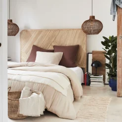 Tête De Lit*alinea Tête de lit rectangulaire en rotin 130x170 - Bois clair