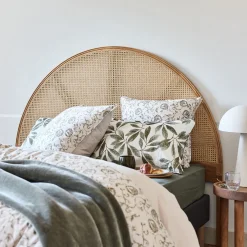 Tête De Lit*alinea Tête de lit ronde en chêne et rotin L170cm - Bois clair