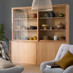 Buffet De Salle À Manger|Buffet*alinea Vaisselier 4 portes en bois L212cm - Bois clair