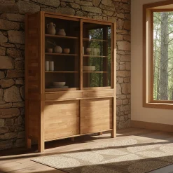 Buffet De Salle À Manger|Buffet*alinea Vaisselier 4 portes en chêne massif L160cm - Bois clair