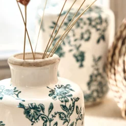 Vase*alinea Vase à motifs fleuri en céramique D9,5xH10cm - Vert