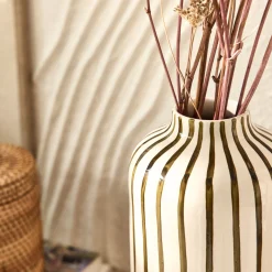 Vase*alinea Vase à rayures en grès H30cm - Vert