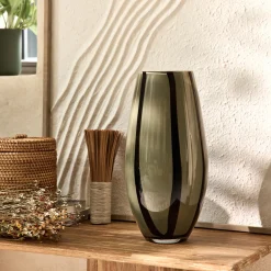 Vase*alinea Vase à rayures en verre H34cm - Vert