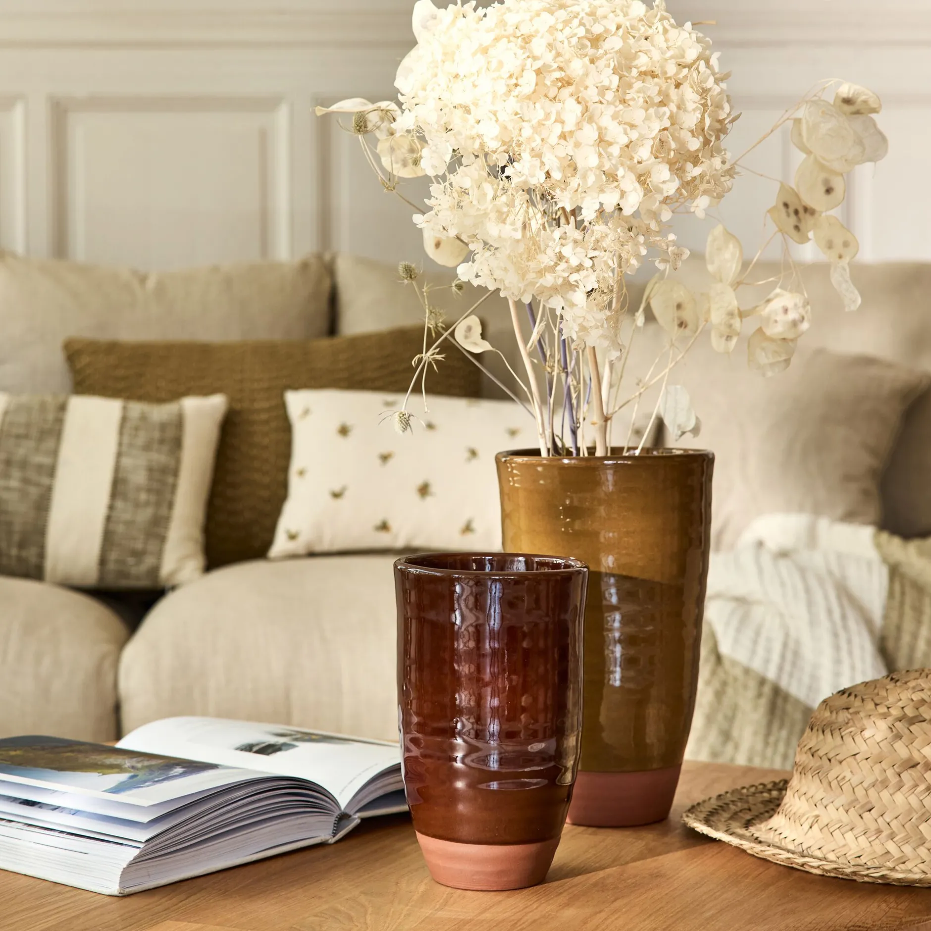 Vase*alinea Vase bicolore en terre cuite H21cm - Marron