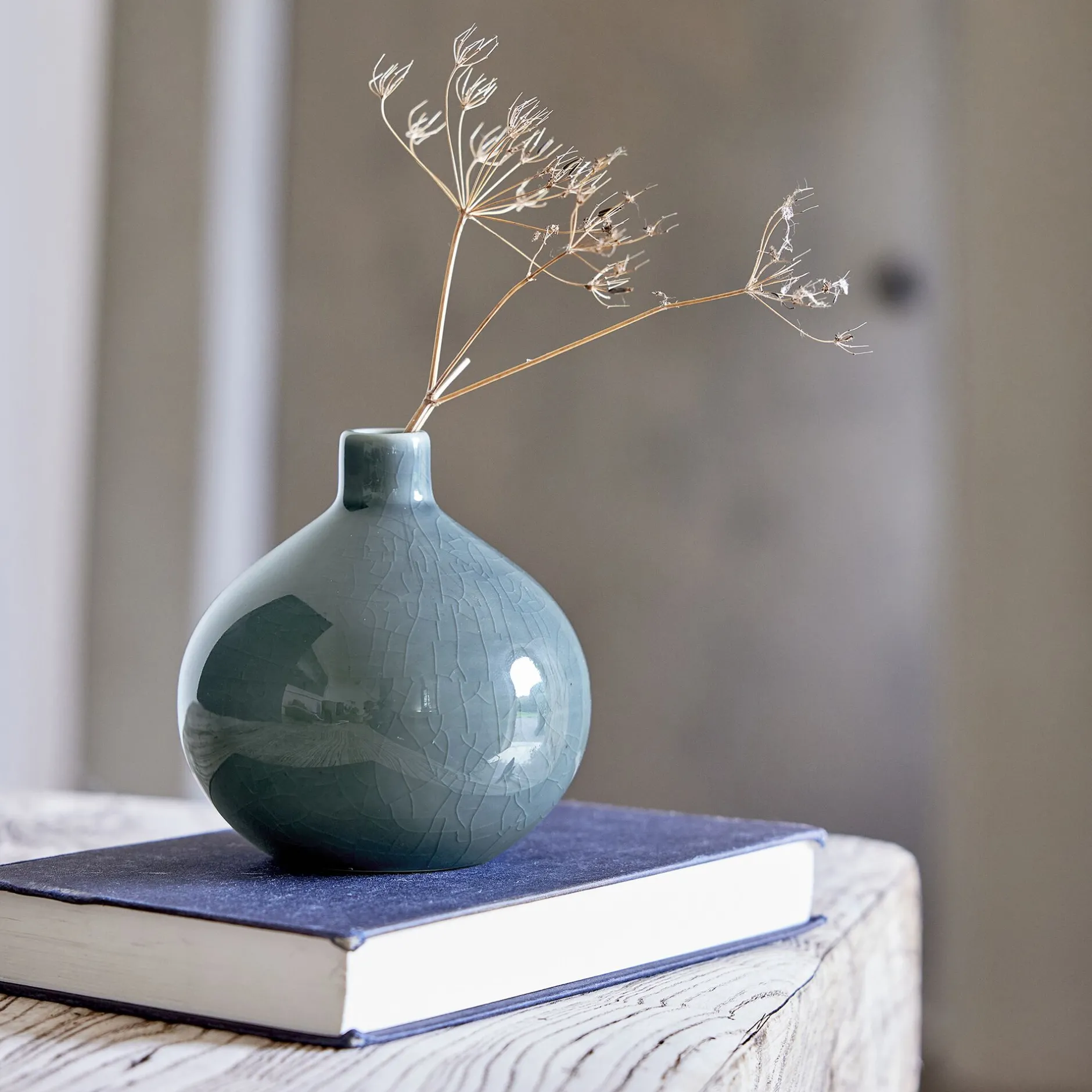 Vase*alinea Vase boule en grès 11cm - Bleu