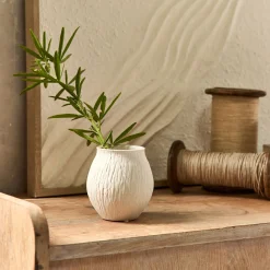 Vase*alinea Vase boule en grès strié H10,5cm - Blanc