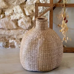 Vase*alinea Vase boule en herbes marines tressées H46cm - Naturel
