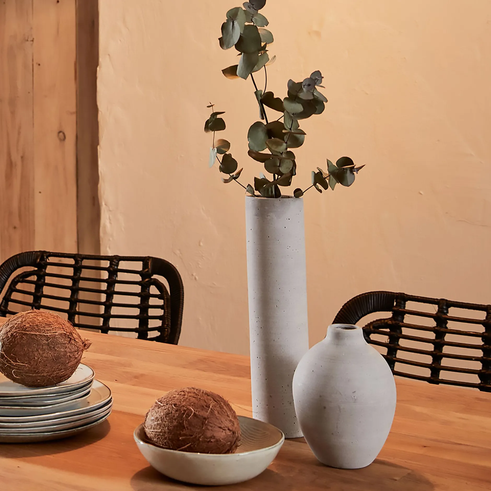 Vase*alinea Vase boule en polystone effet béton H17cm - clair Gris