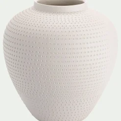 Vase*alinea Vase boule texturé en grès D24xH26cm - Blanc