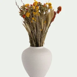 Vase*alinea Vase boule texturé en grès D24xH26cm - Blanc