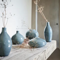 Vase*alinea Vase bouteille en grès H15cm - Bleu